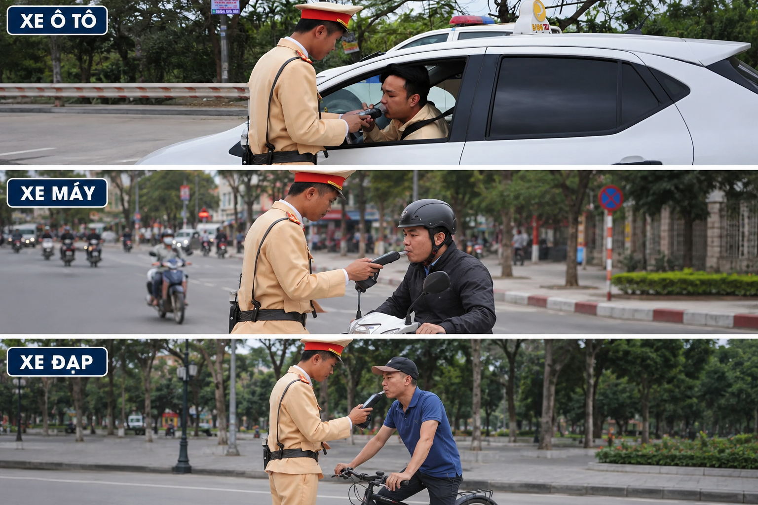 Cảnh sát giao thông kiểm tra nồng độ cồn, mức phạt đồng độ cồn